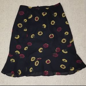 Corrine Sarrut Paris Black Chiffon Floral Pencil Skirt Size EU 38 Vintage 90s